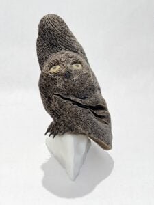 Manasie Akpaliapik Owl, 5.5 x 6.5 x 12 in., Whale Bone, Baleen, 2019