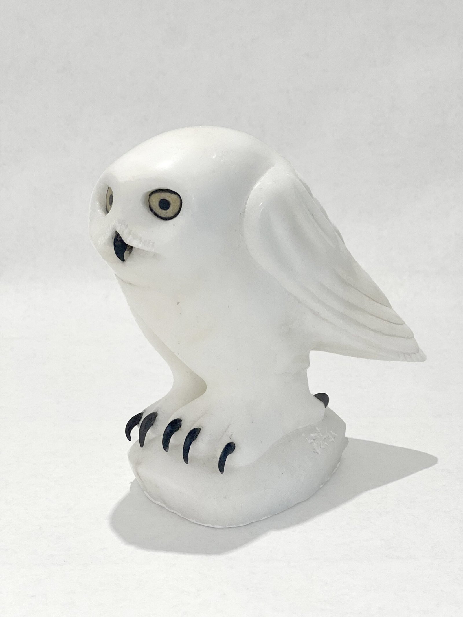 Manasie Akpaliapik Owlet, 6 x 3.5 x 6.75 in., Alabaster, African Wonderstone, Baleen, 2017